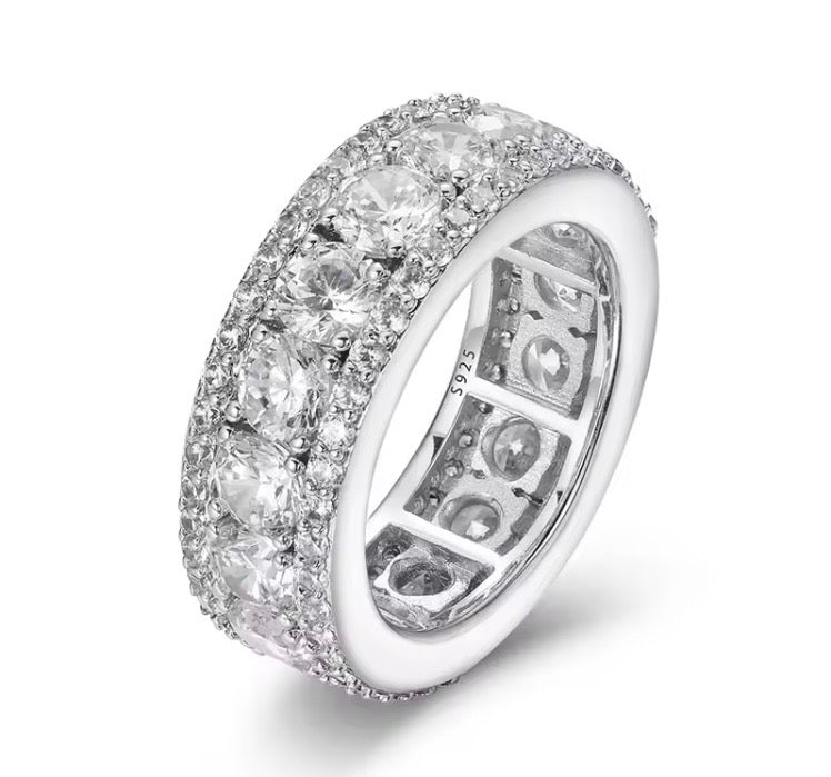 AMG Moissanite Ring Real 925 Sterling Silver